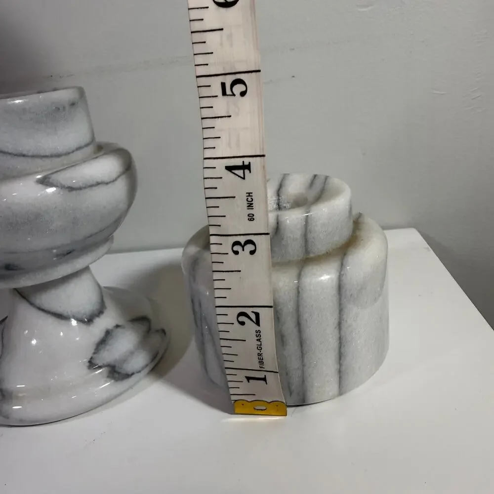 Gailstyn Sutton Genuine Quarry Marble Pedestal Candleholder Minimalist Scandi